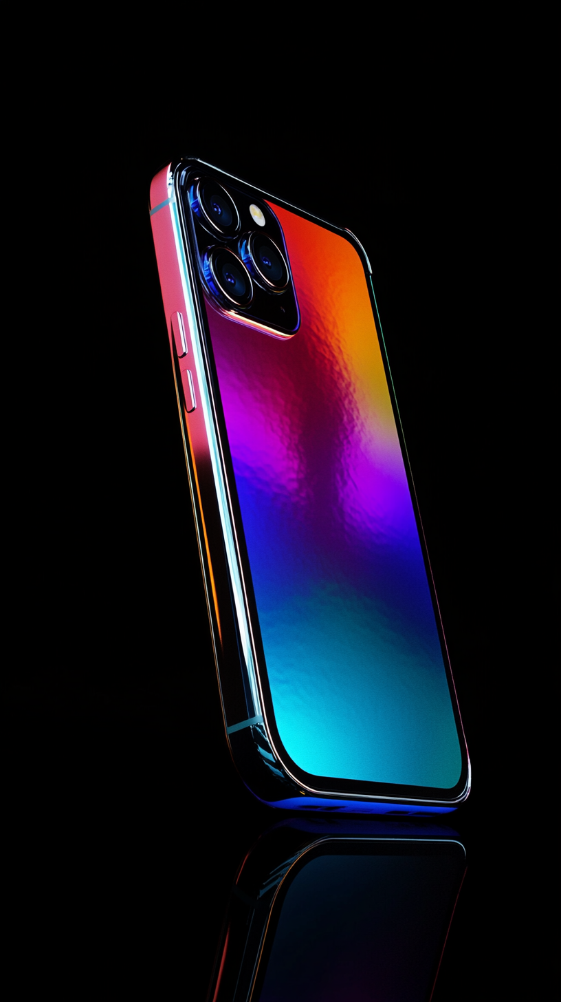 irvster_a_multicolored_ai_phone_at_an_angle_on_a_black_backgr_eb83c257-f2d2-4b67-aedb-0b3bdc361c91_0